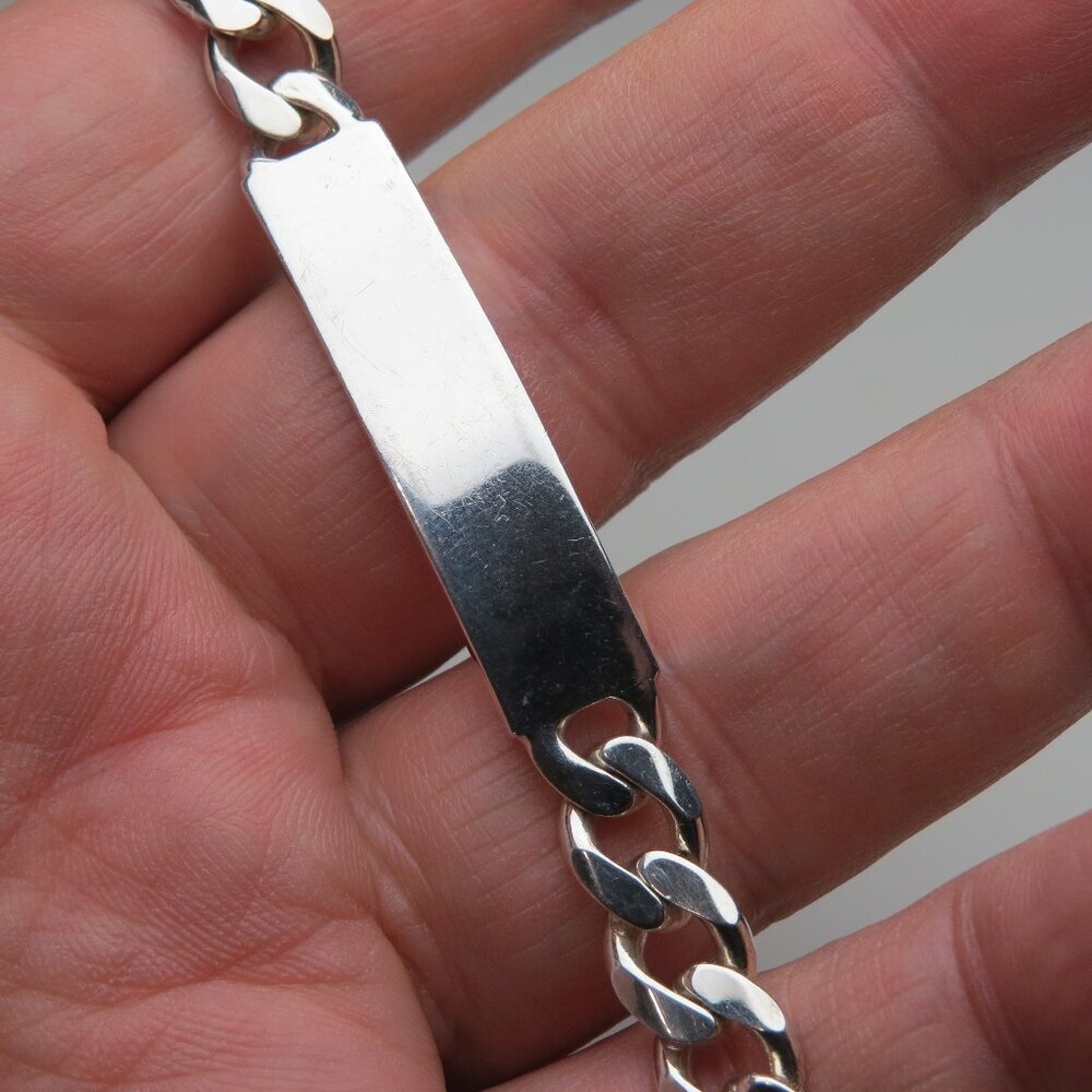 *925 Sterling Silver Men's ID Bracelet Cuban Link